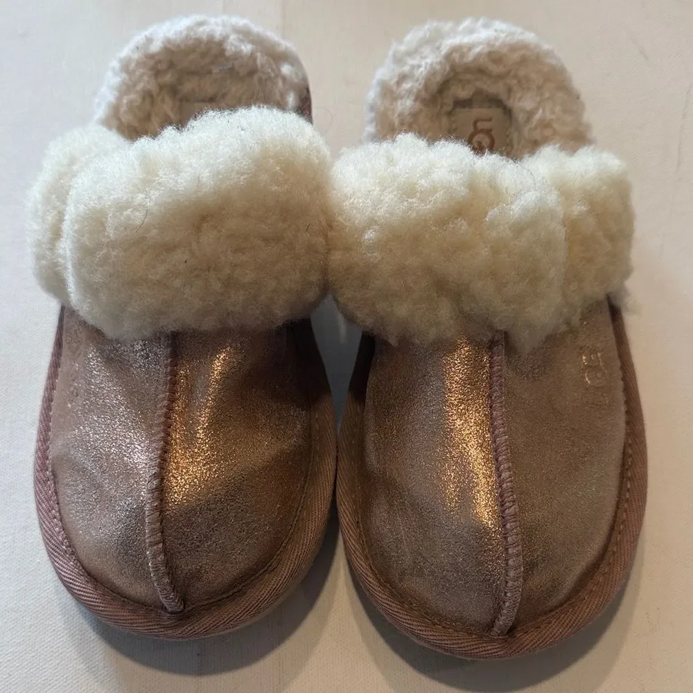 UGG Rose Gold Slippers with Cream Shearling